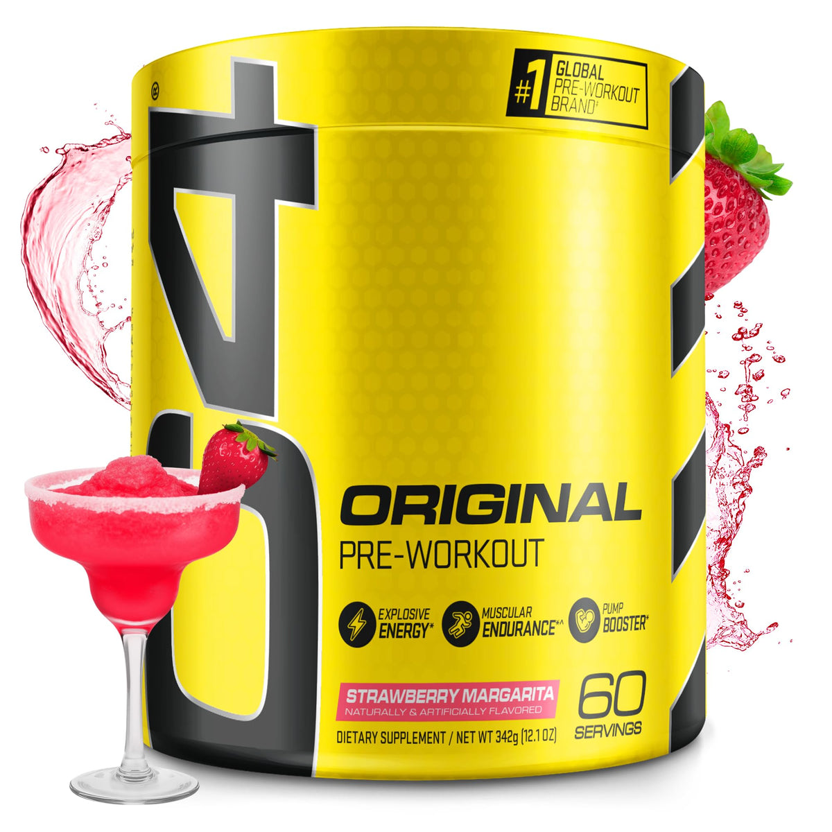 C4 Original Strawberry Margarita bottle promotes pre-workout energy before training.
