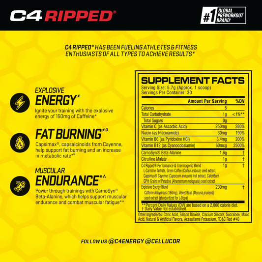 C4 Ripped scoop dispensing for quick pre-workout dose and caffeine boost