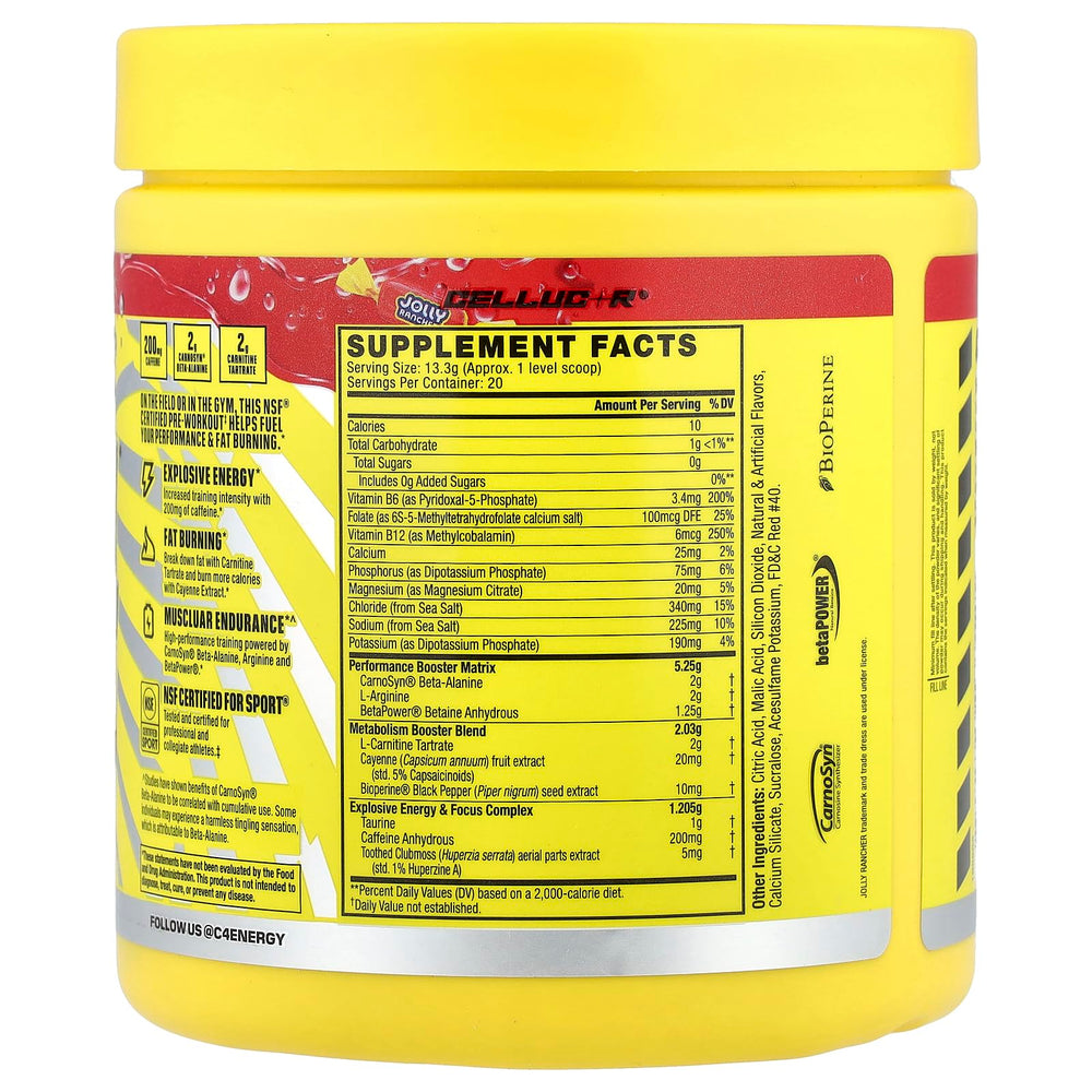 C4 Sport Ripped scoop beside the tub, great for quick mix and sustained energy.