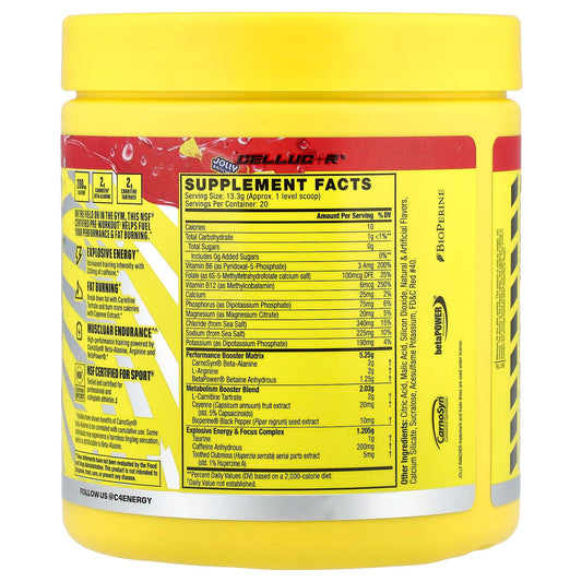 C4 Sport Ripped scoop beside the tub, great for quick mix and sustained energy.