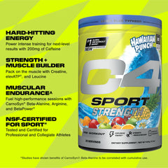 Pouring C4 Sport Strength from a scoop into a shaker for pre workout focus