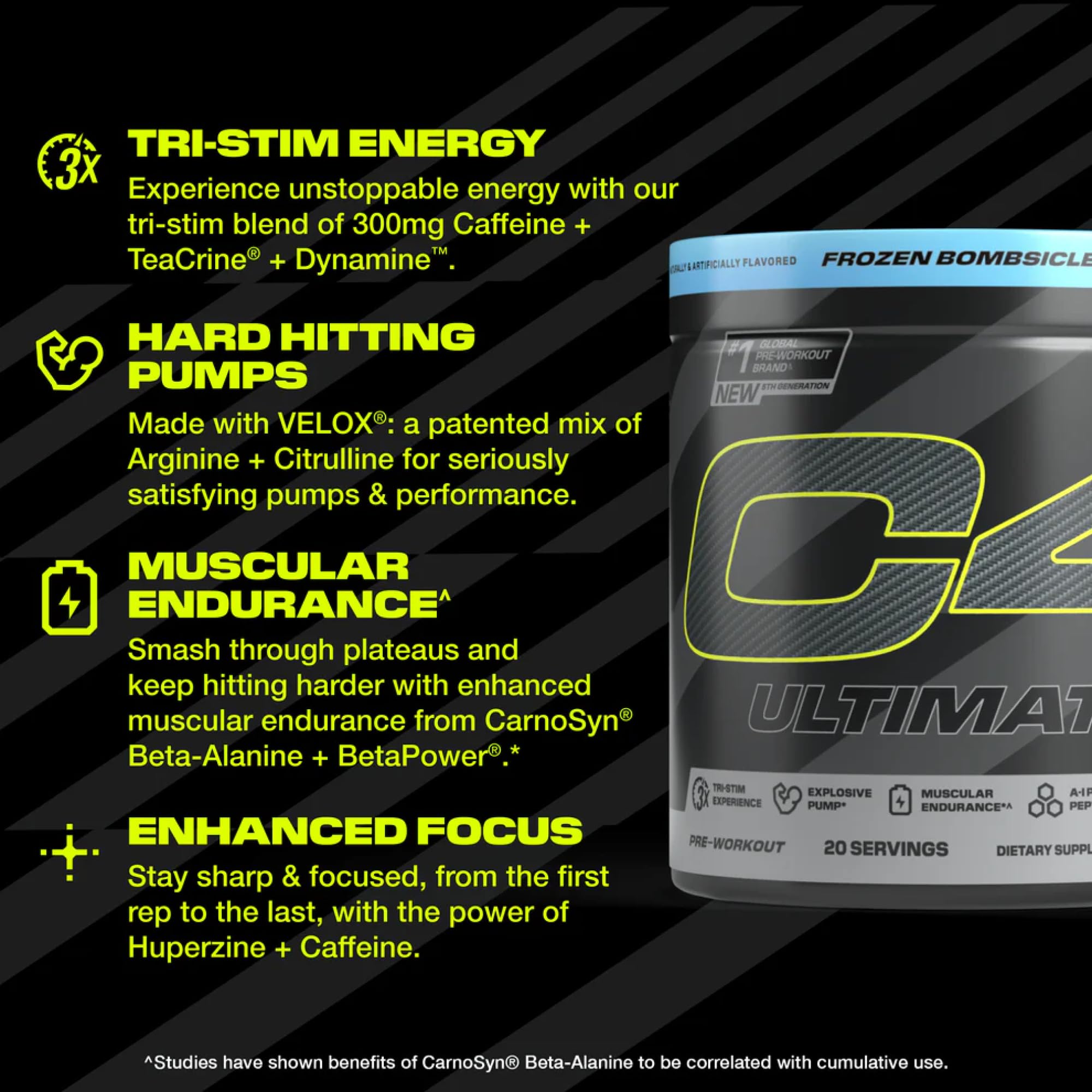 C4 Ultimate AI-powered PeptiPump promotes performance support during workouts.