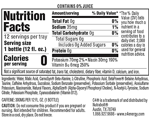 C4 Ultimate bottle pour showing smooth non-carbonated formula for focus.