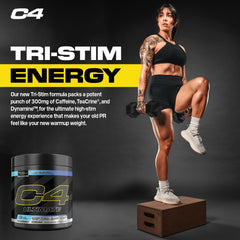 C4 Ultimate glass with ice communicates refreshing energy boost