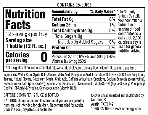C4 Ultimate non-carbonated 12-pack on display for convenient pre-workout refreshment.