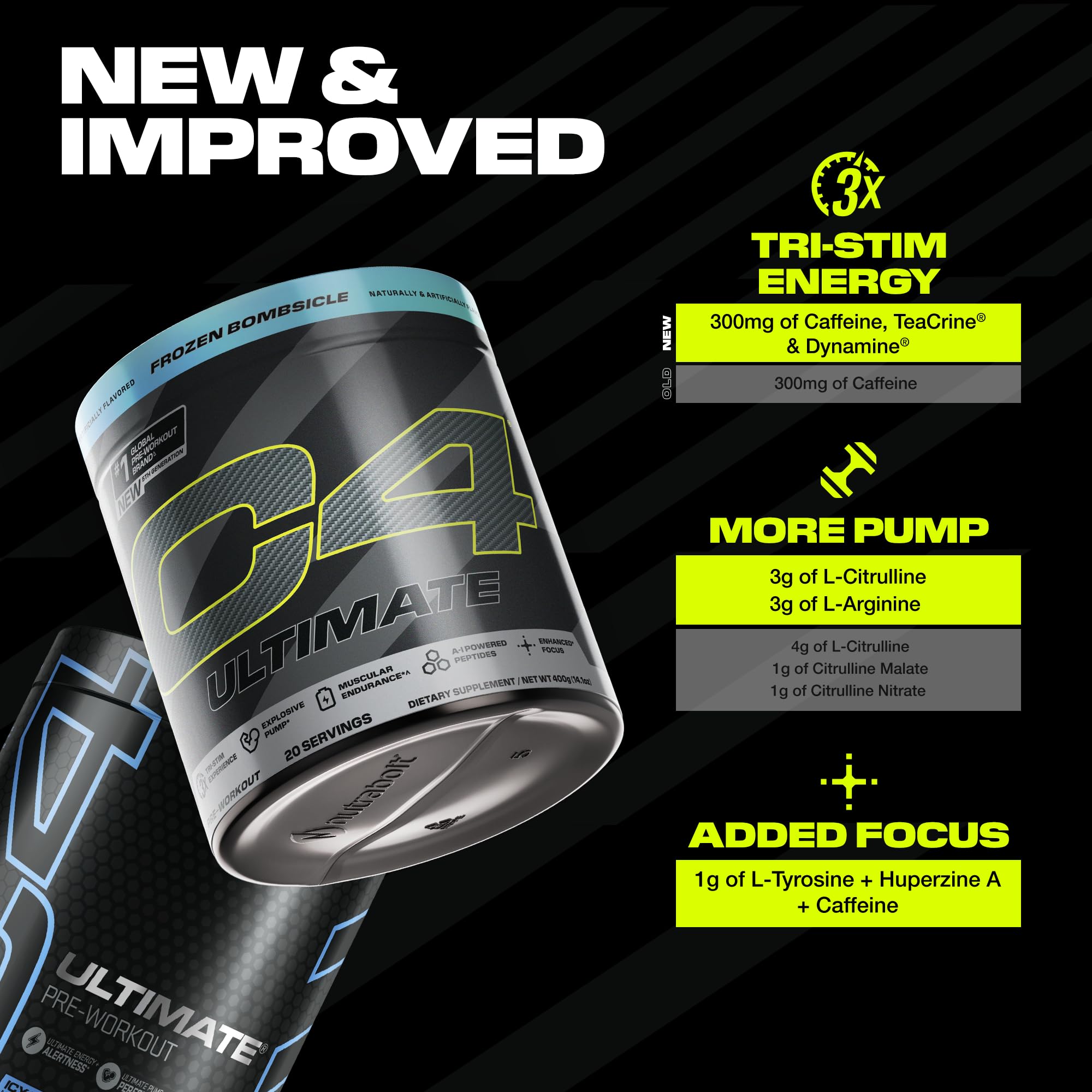 C4 Ultimate scoop-dispensing for easy, consistent pre-workout servings