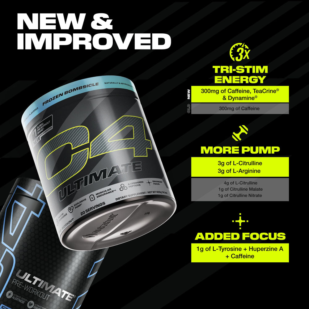 C4 Ultimate scoop-dispensing for easy, consistent pre-workout servings