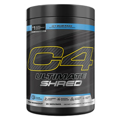 C4 Ultimate Shred powder with a scoop ready to energize your workout