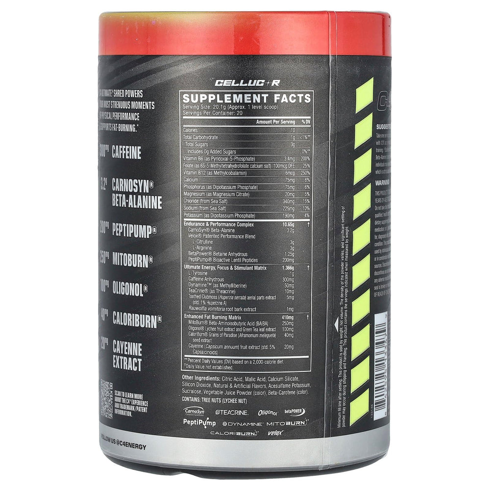 C4 Ultimate Shred scoop image showing powder for rapid pre-workout energy.