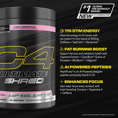 C4 Ultimate Shred tri-stim energy close-up shows three-stim blend for sharp focus