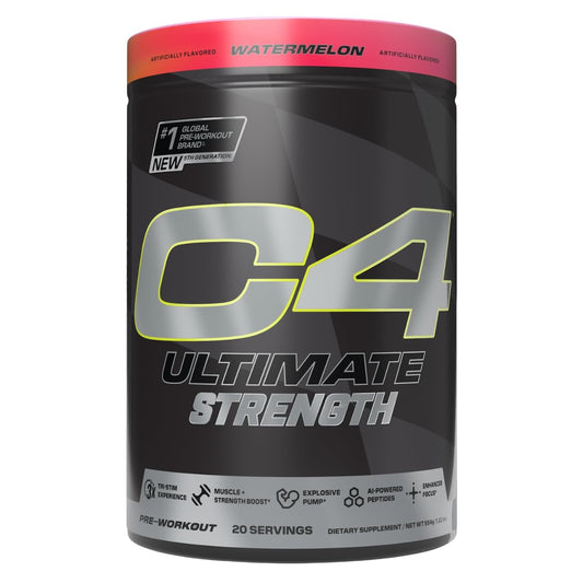 C4 Ultimate Strength front label highlights key ingredients for informed purchase