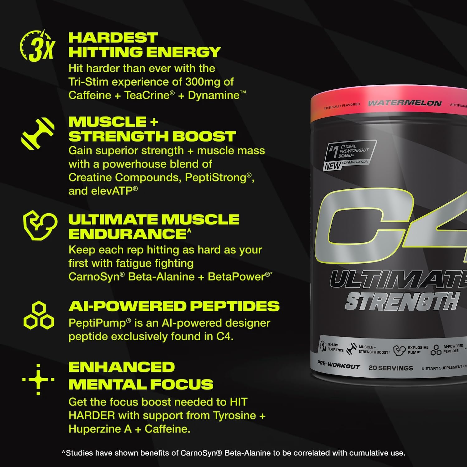 Scoop of C4 Ultimate Strength ready to mix for fast, convenient workouts