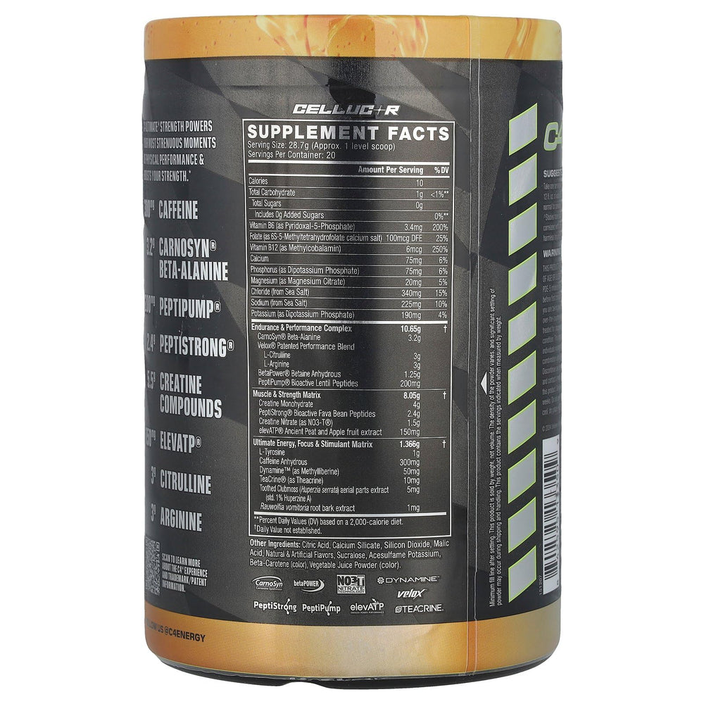 C4 Ultimate Strength scoop in shaker demonstrates convenient pre-workout dosing benefits.