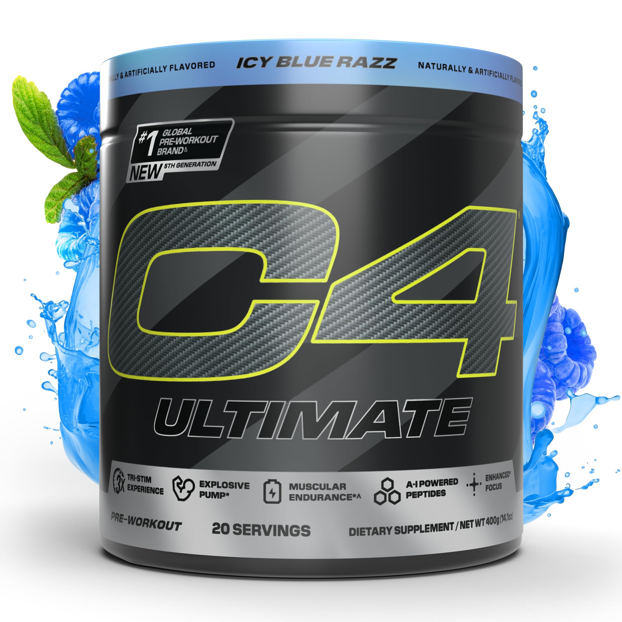 C4 Ultimate tri-stim energy bottle boosts focused training sessions.