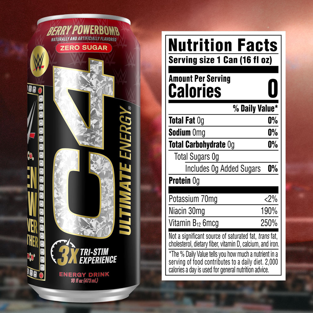 Lifestyle shot of a person enjoying C4 Ultimate Berry Powerbomb on the go