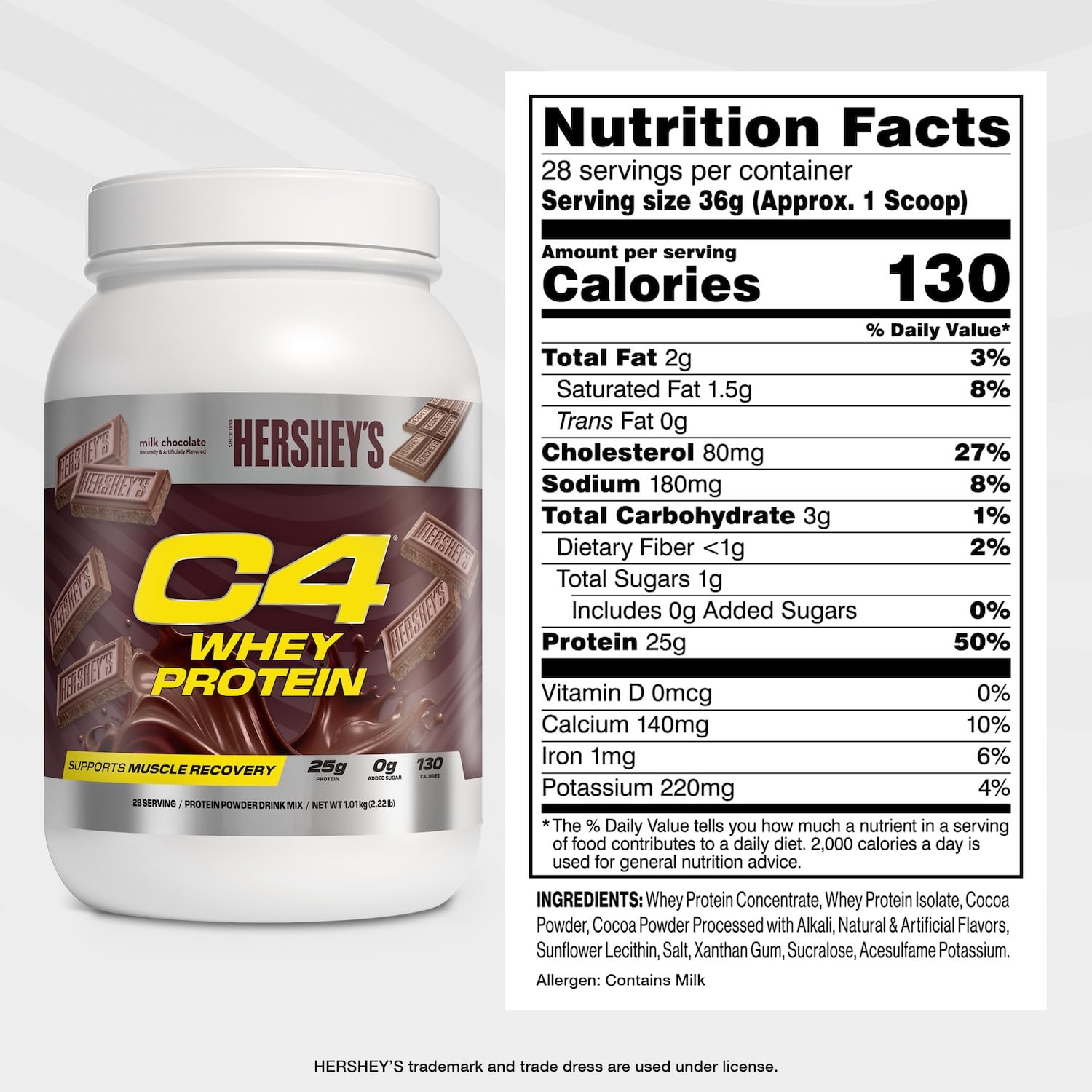 C4 Whey Protein Reese's Peanut Butter & Chocolate powder with indulgent flavor