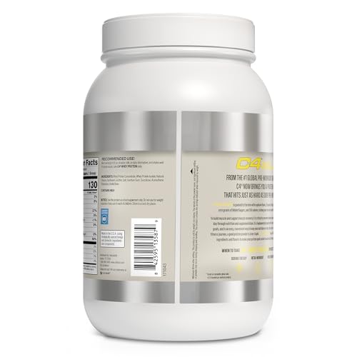 C4 Whey Protein Vanilla Bean measuring-scoop enables precise protein servings.