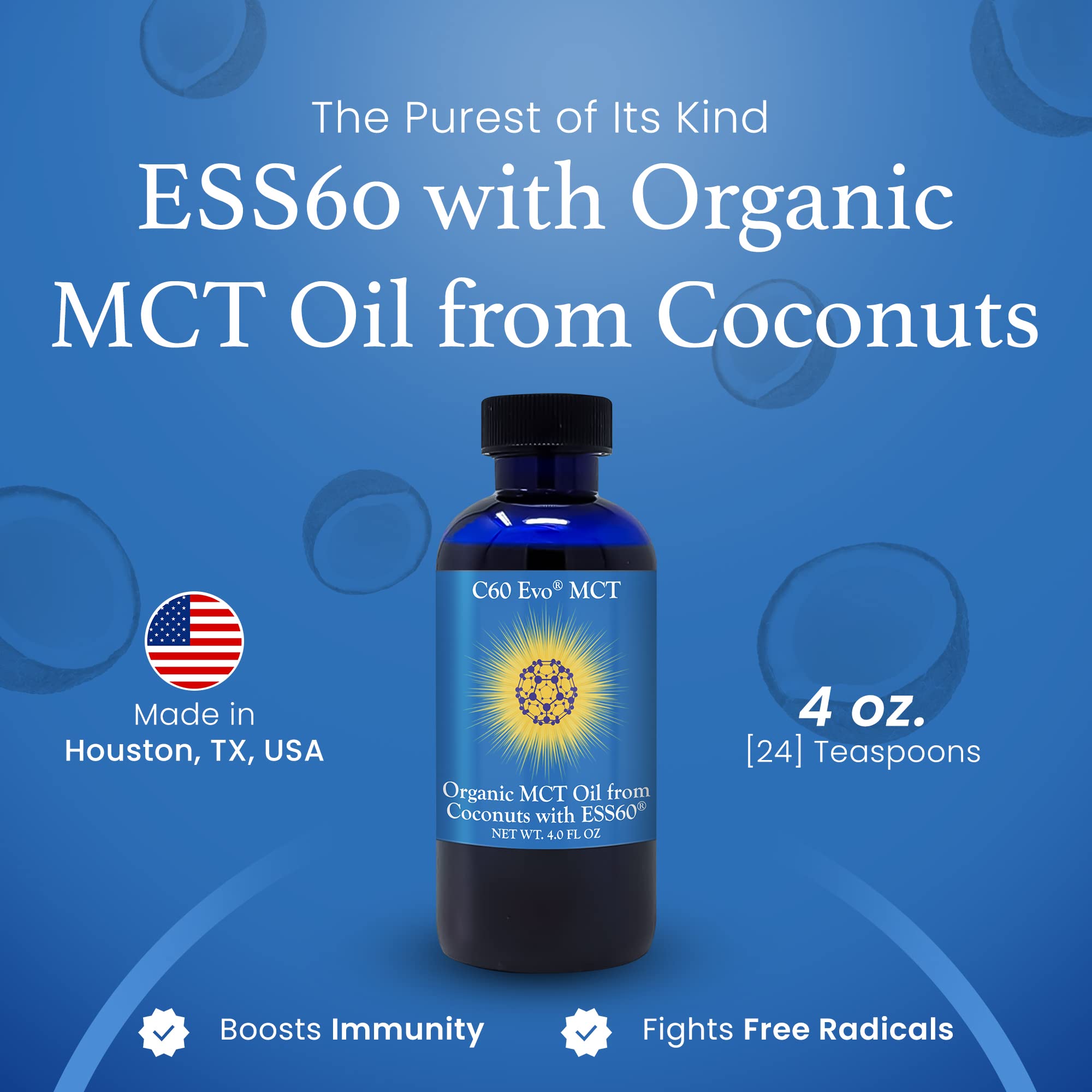 Pouring C60 Evo MCT oil into a glass for convenient daily use