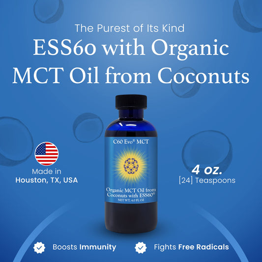 Pouring C60 Evo MCT oil into a glass for convenient daily use