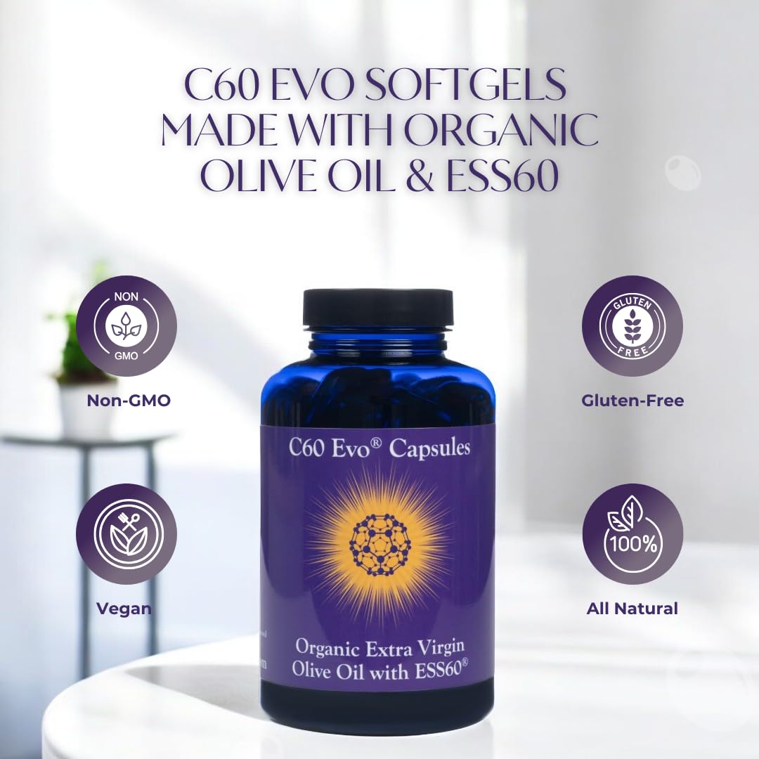 C60 Evo Pure ESS60 in organic olive oil for better absorption.
