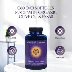 C60 Evo Pure ESS60 in organic olive oil for better absorption.