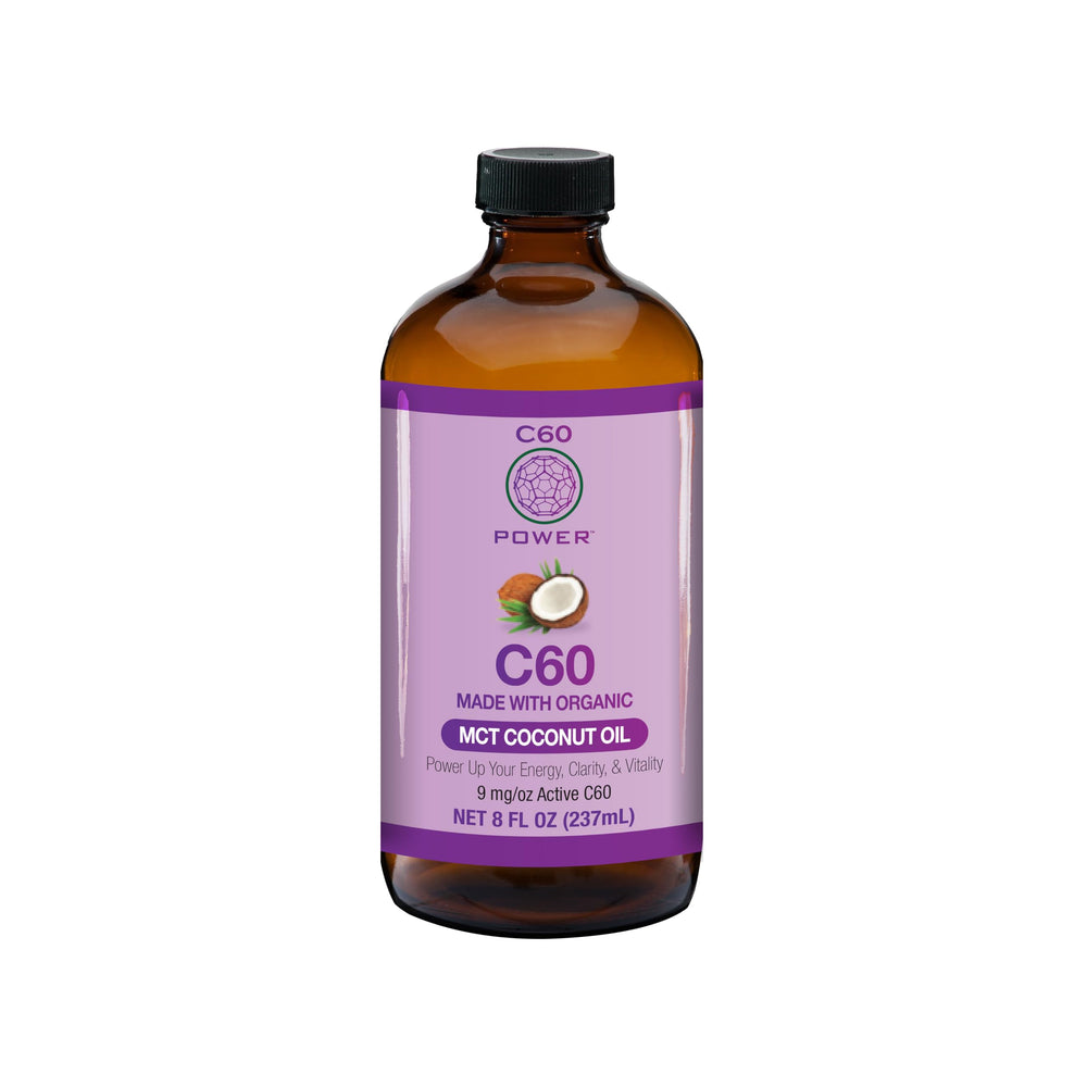 C60 Purple Power bottle close-up highlighting purity for energy support.