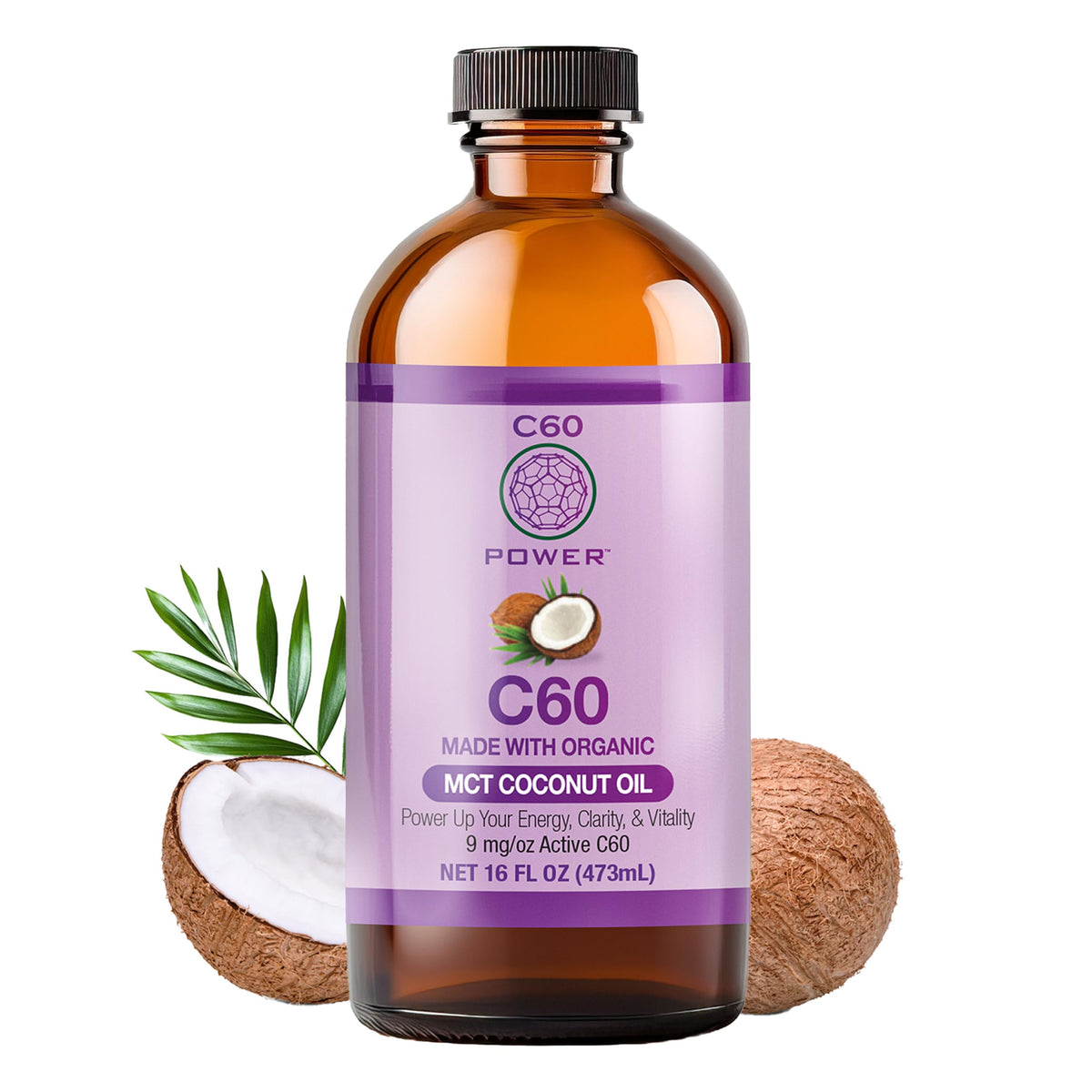 C60 Purple Power bottle on desk, supports energy and focus.