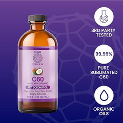 C60 Purple Power daily-use setup with glass and spoon for routine.