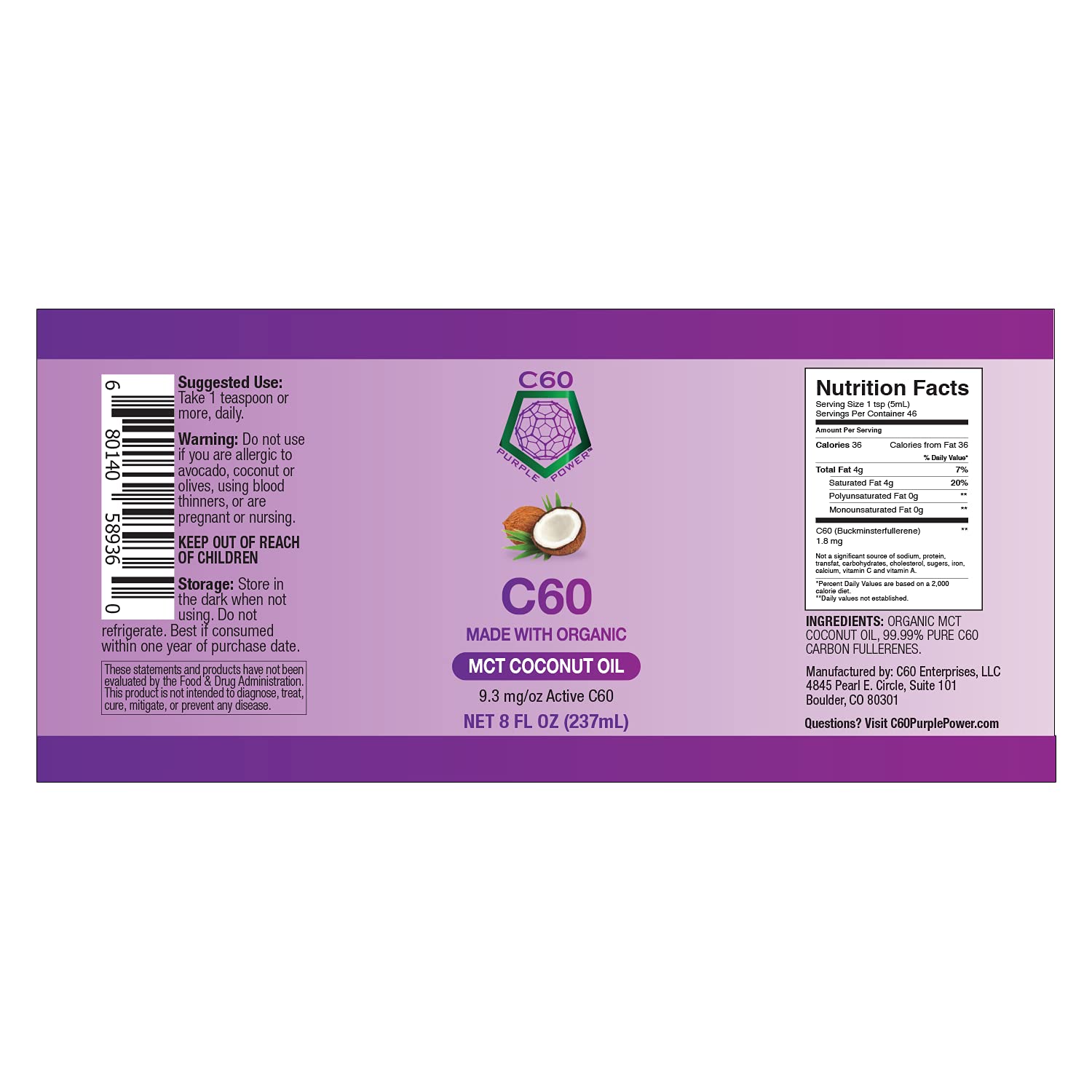 C60 Purple Power measuring spoon ready for a morning dose.