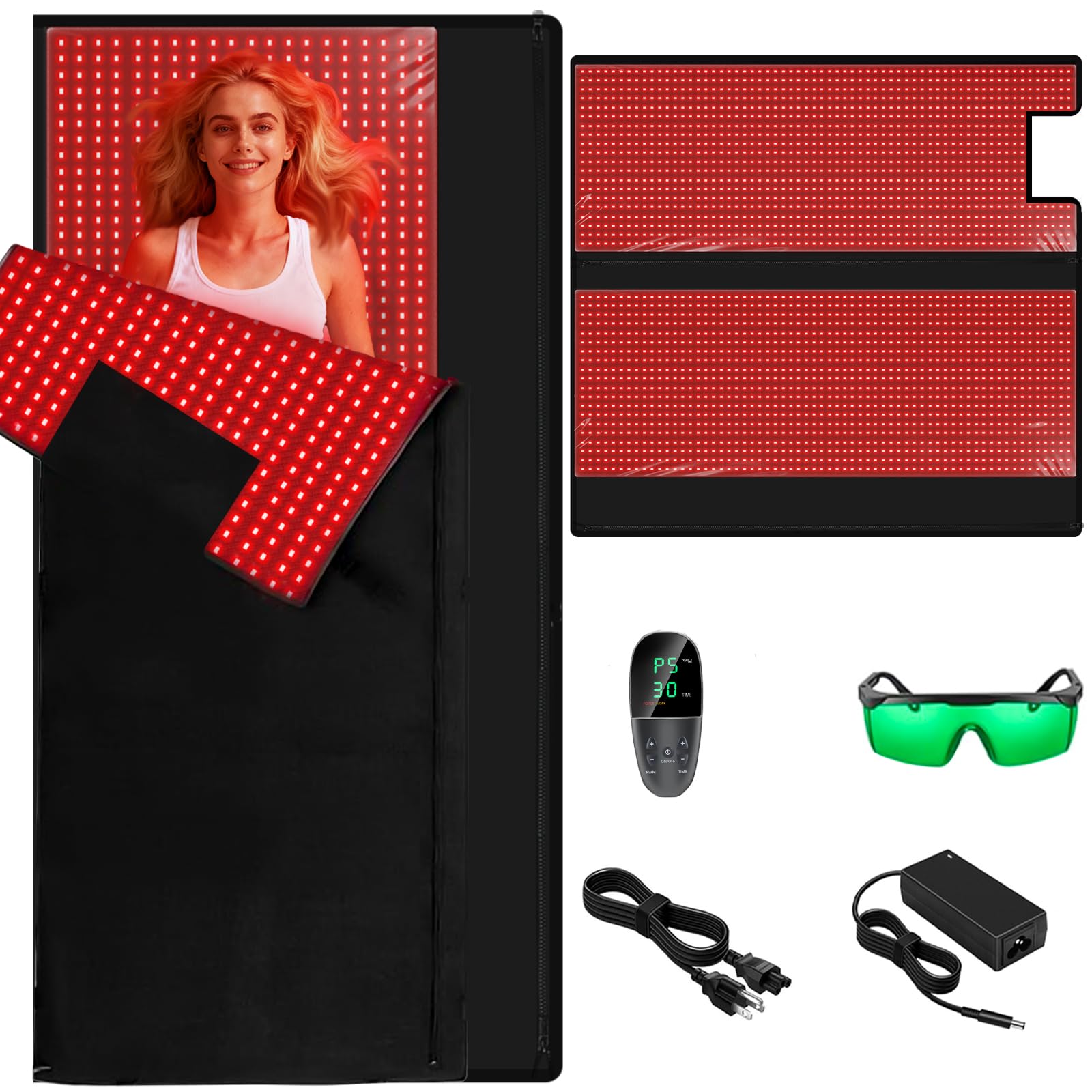 cabpay red light therapy pad full body flat lay showing broad coverage and comfort