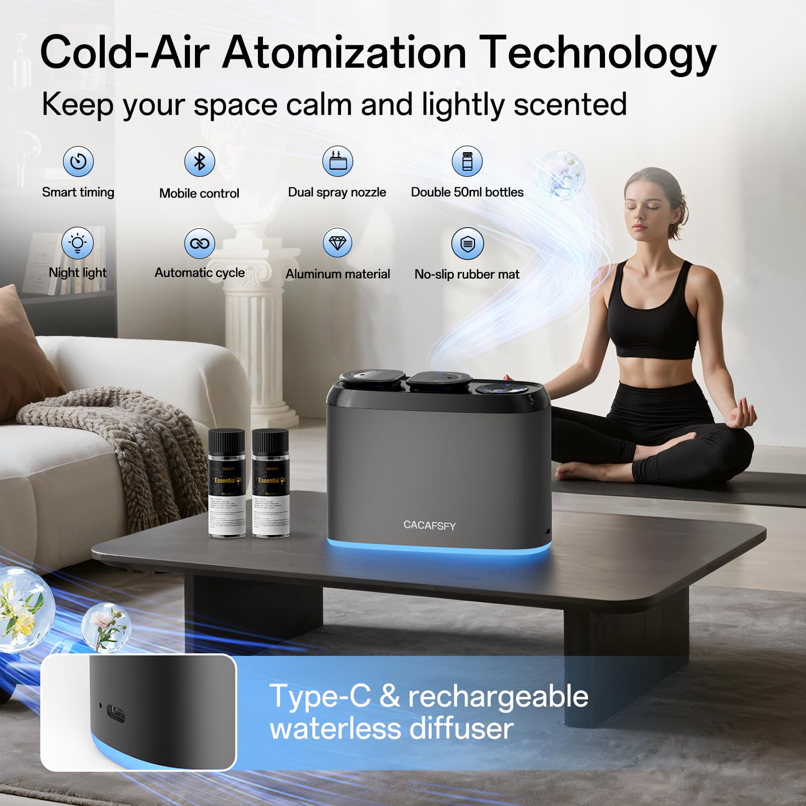 CACAFSFY Dual Nozzle Design enables switching scents easily