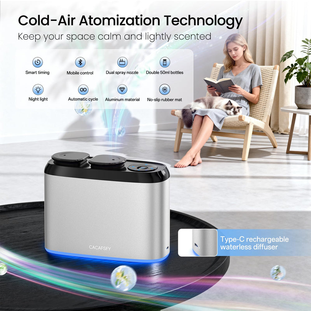 CACAFSFY Waterless diffuser side view highlighting slim portable design