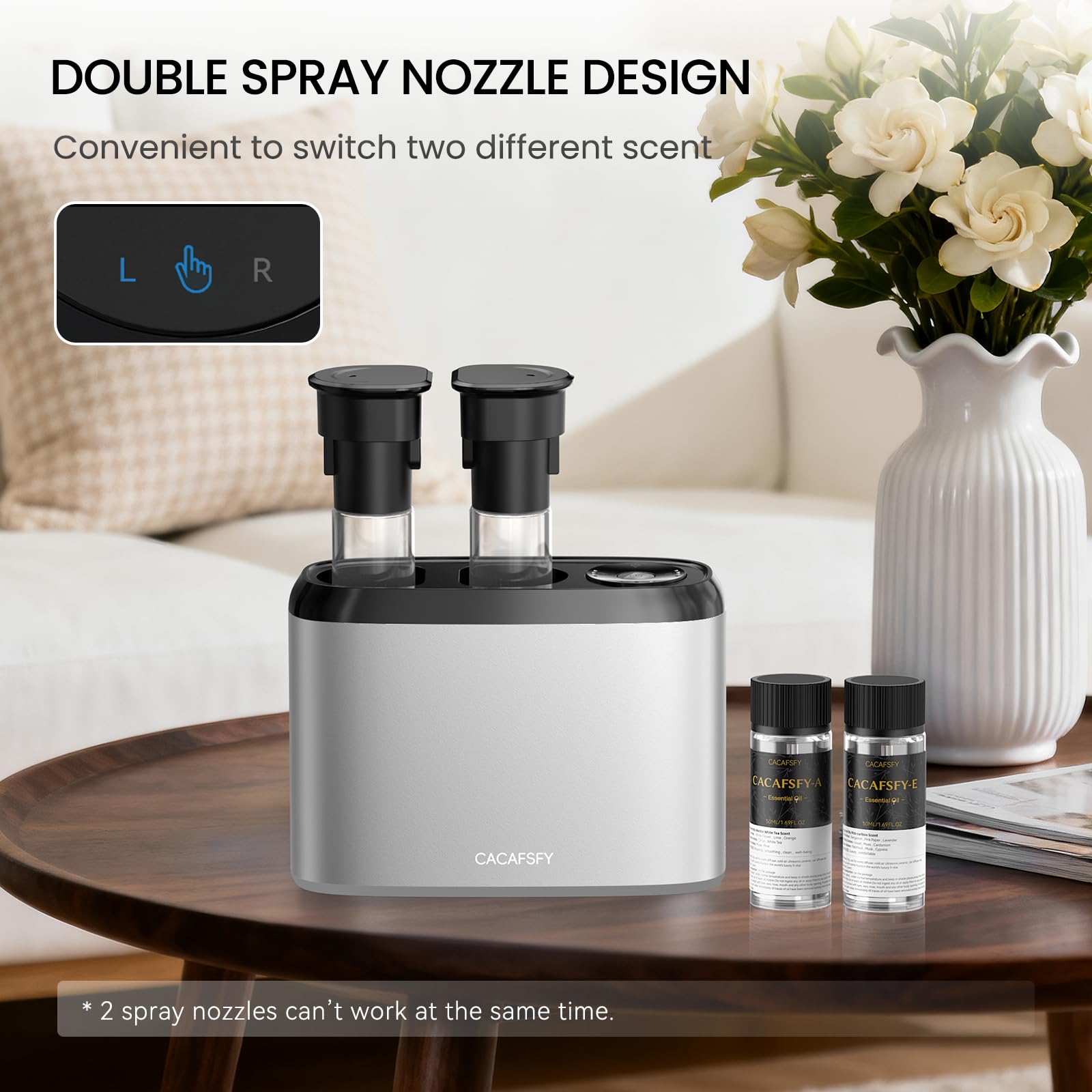 CACAFSFY Waterless diffuser two nozzles for dual scent options