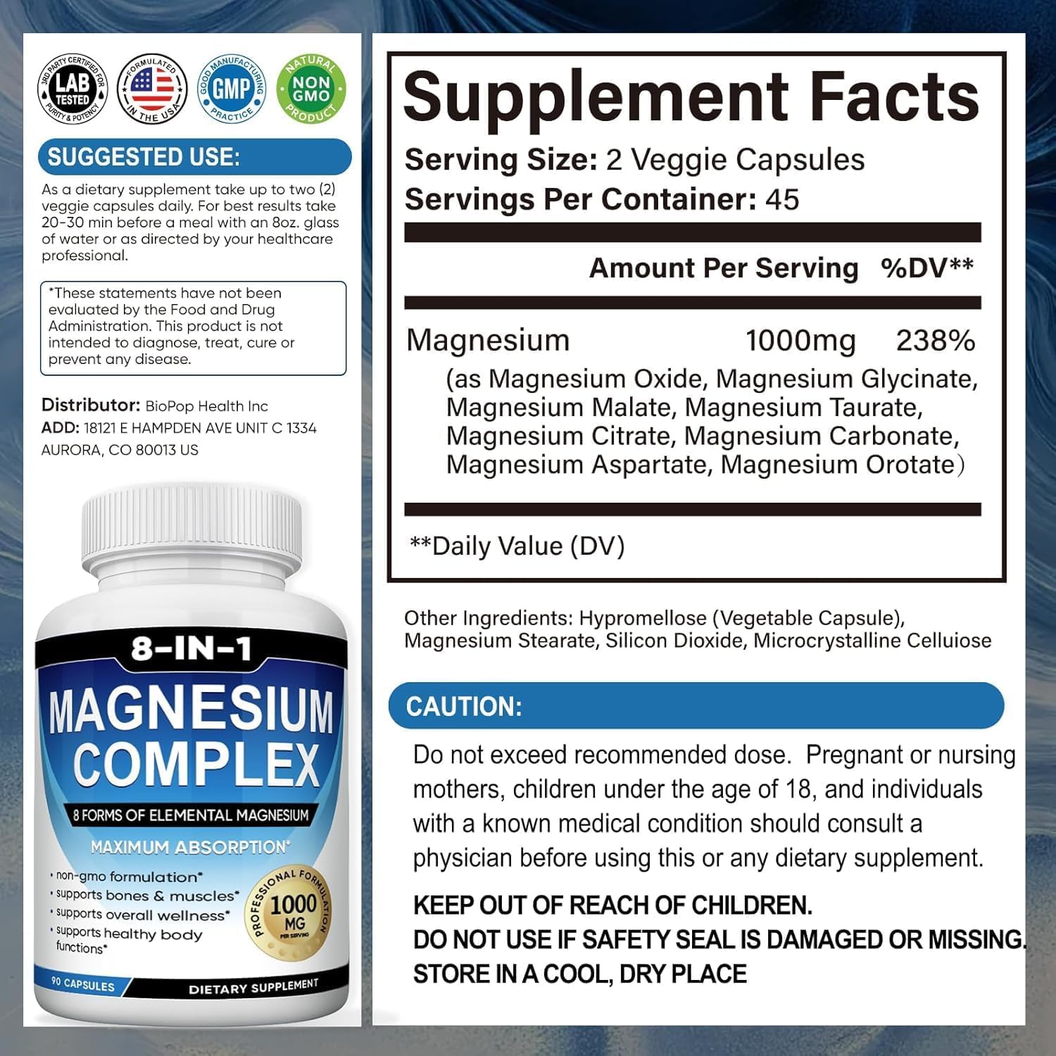 Dose scoop with Caicieter Magnesium Complex for easy daily intake.