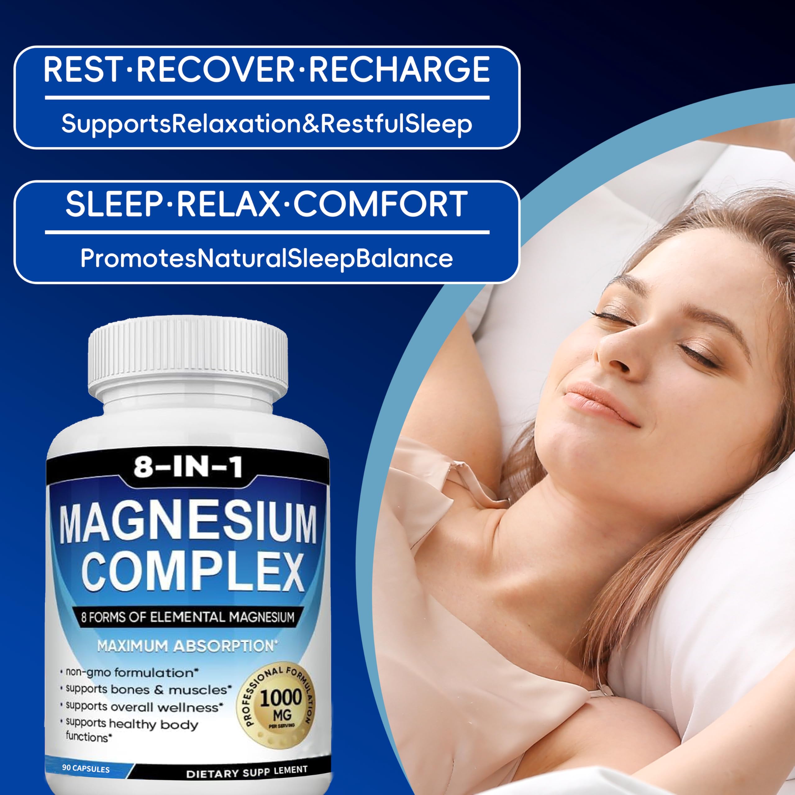 Caicieter Magnesium Complex label front highlighting vegan, non-GMO features.