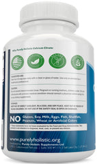 Close-up of calcium citrate capsules highlighting vegan formula.