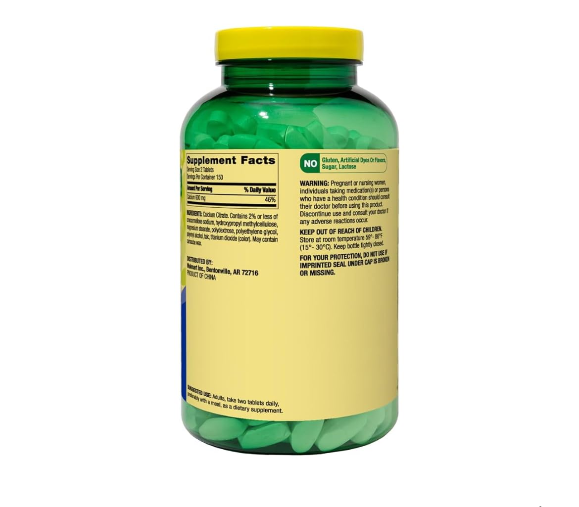 Calcium Citrate Supplement bottle showing a 300-tablet supply for long-term use.