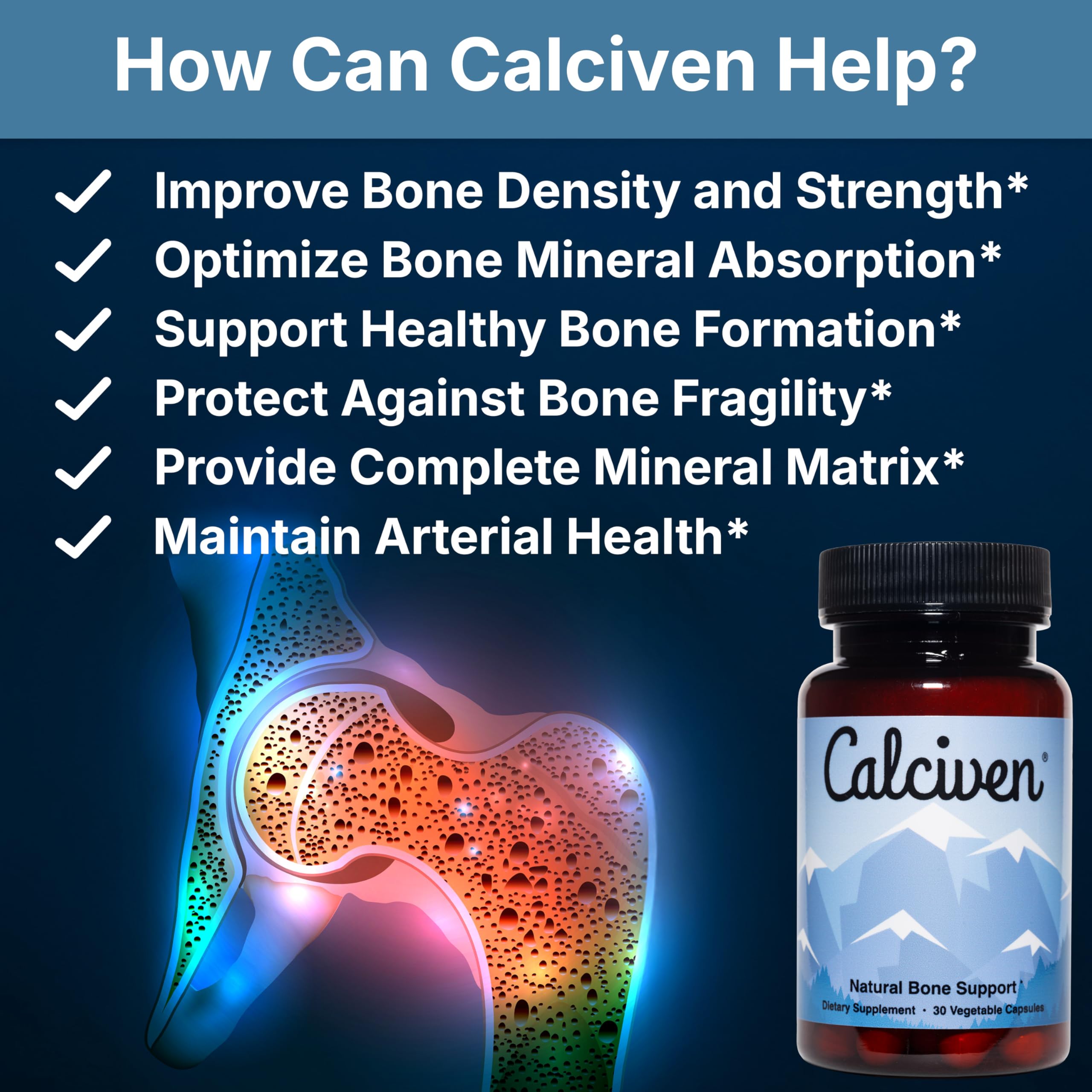 Calciven capsules vitamin D3 and K2 shown to support mineral absorption.