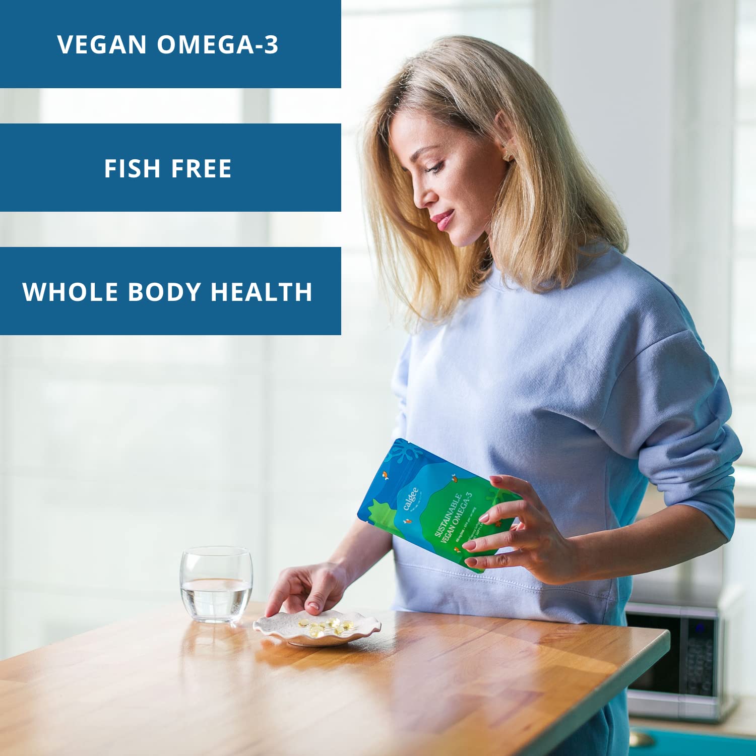 Calgee carrageenan-free label signals clean, vegan-friendly formula.