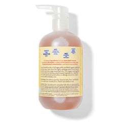 Close-up of California Baby Calendula Shampoo label highlighting plant-based formula.
