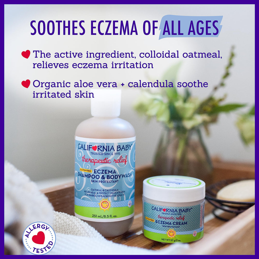 California Baby eczema cream in pump bottle for convenient daily use.