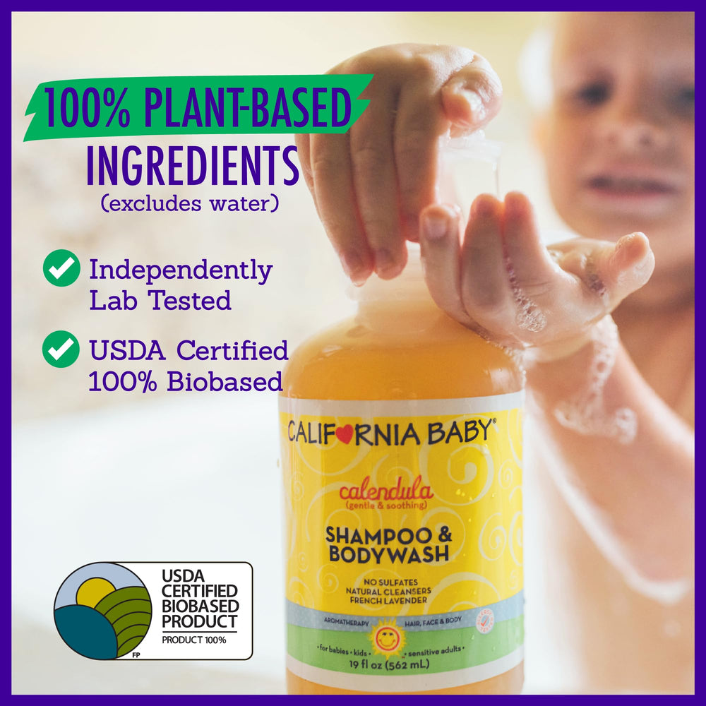 California Baby organic calendula and aloe ingredients shown.