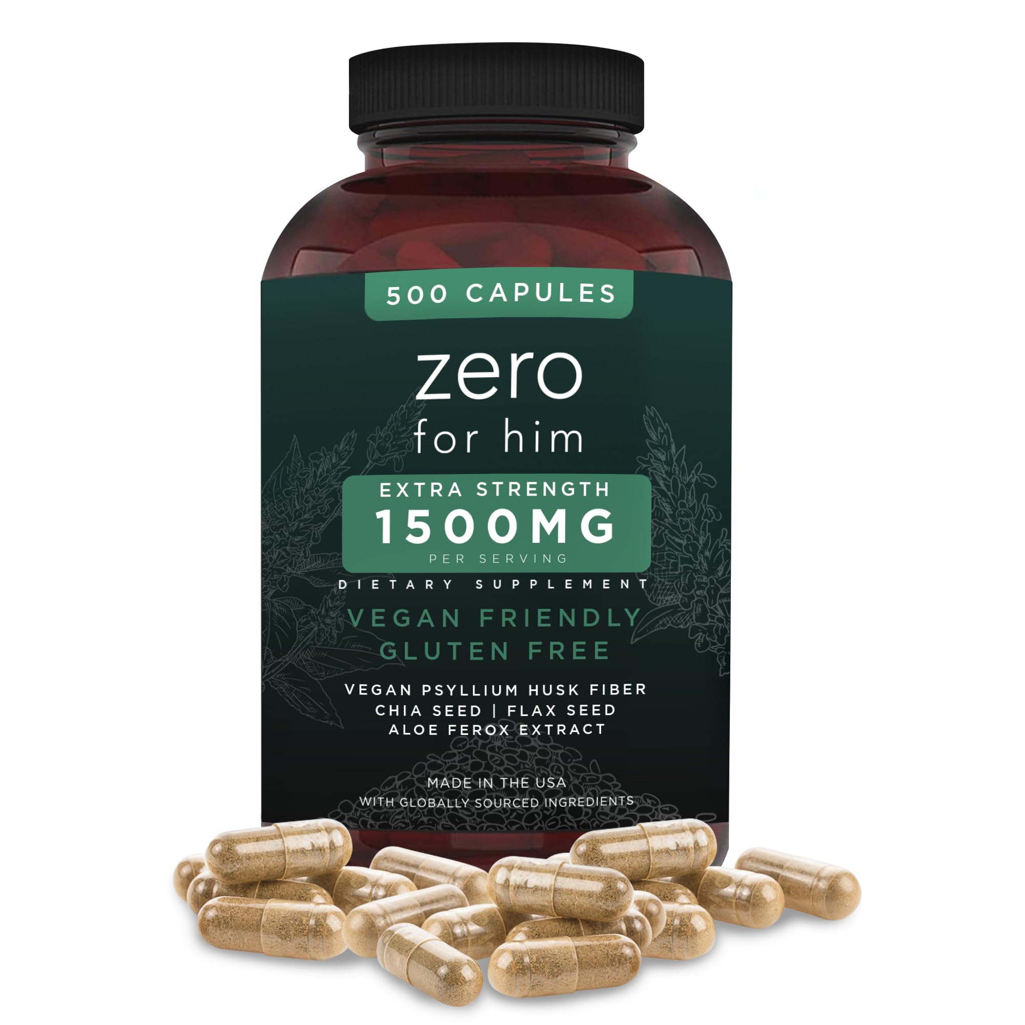 California Basics fiber supplement bottle close-up for daily digestion support with vegan capsules.