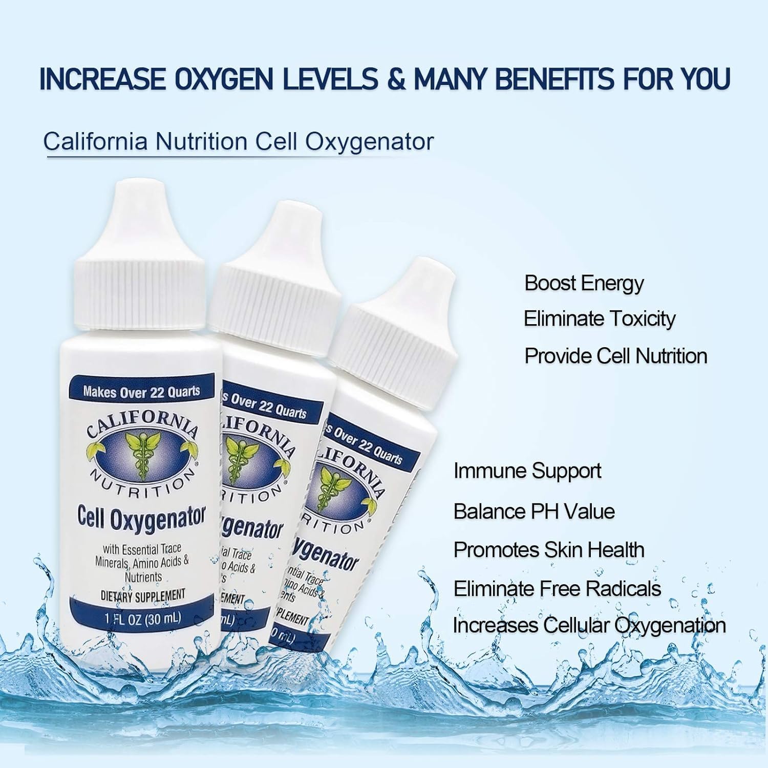 Active lifestyle shot with California Nutrition Oxygenator drops in action.