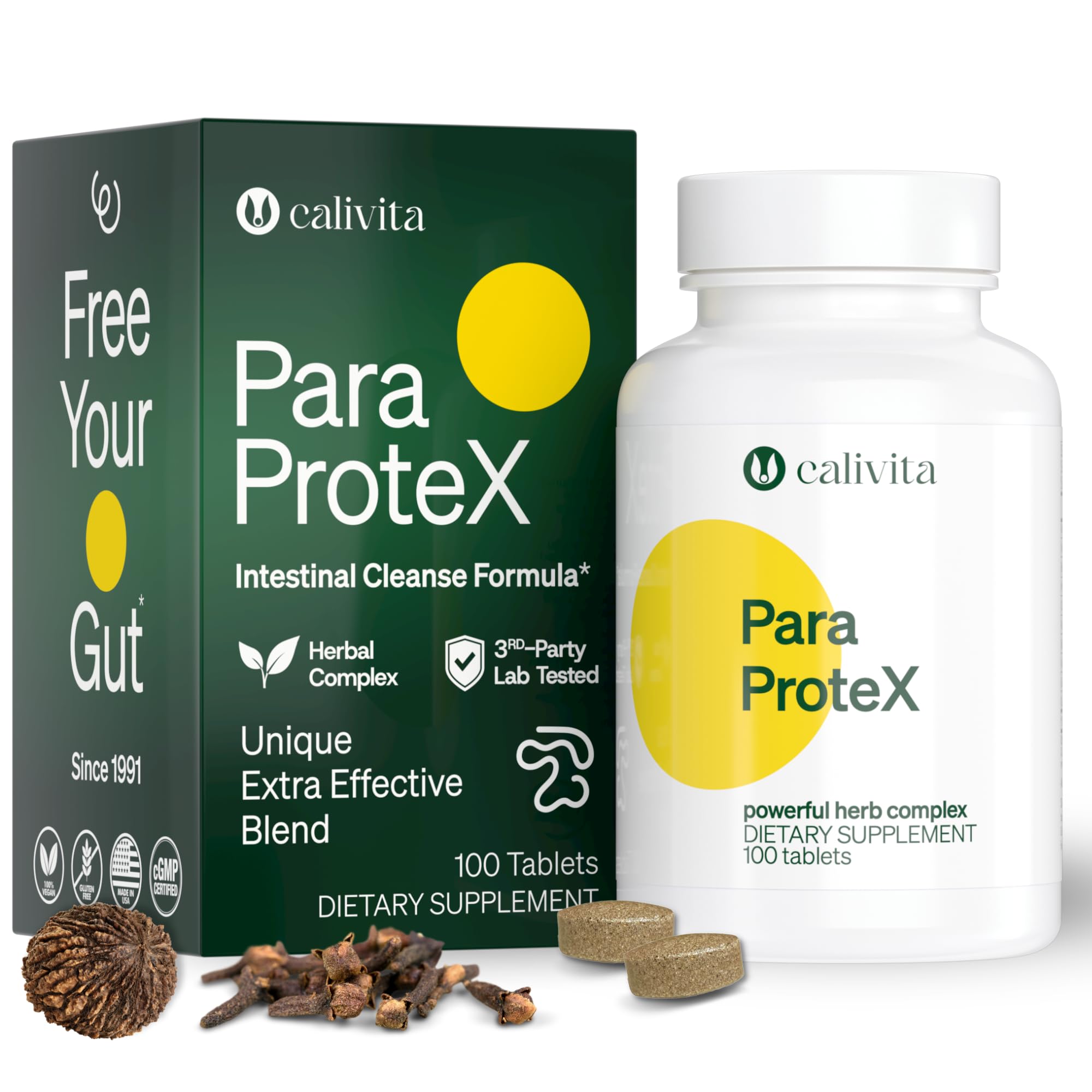 CaliVita ParaProteX bottle front for natural gut health support.