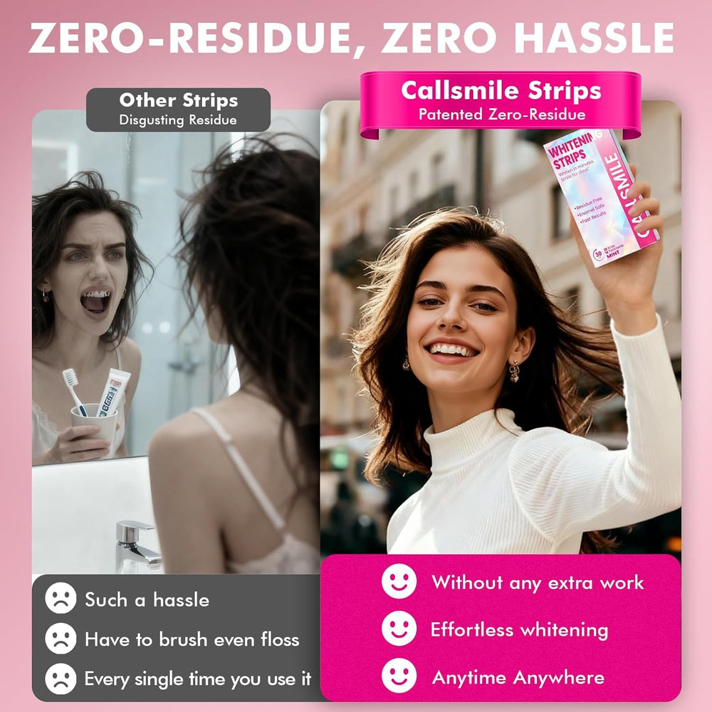 Callsmile strips in hand, easy at-home whitening.