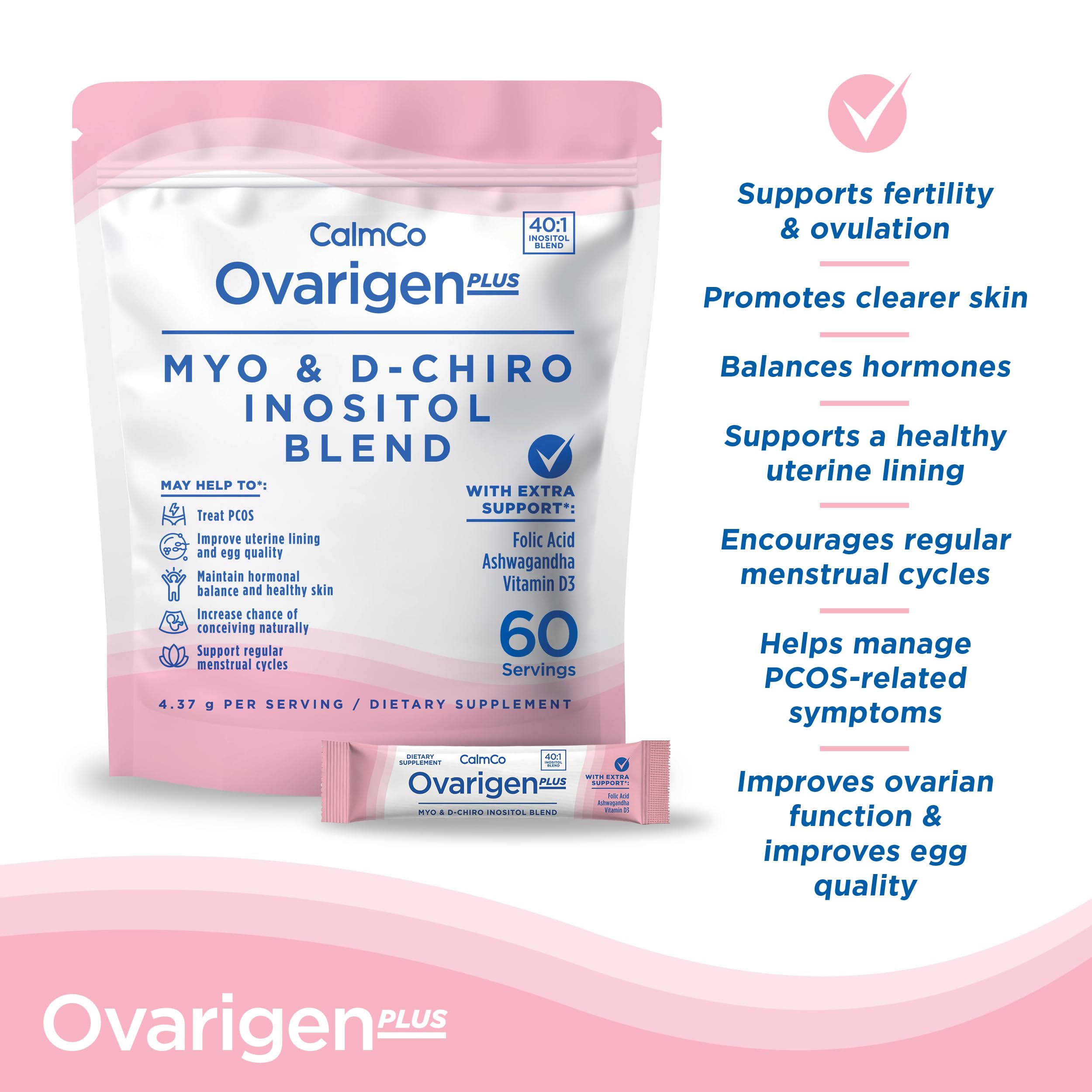 CalmCo Ovarigen Plus part of a simple daily routine with a glass of water.