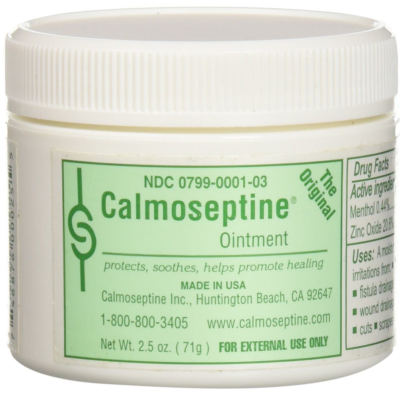Calmoseptine diaper rash ointment jar packaging highlights six jars for easy stocking and convenience.
