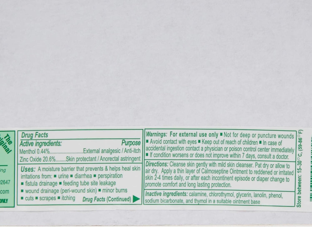 Calmoseptine Ointment 2.5 oz tub close-up shows easy application.