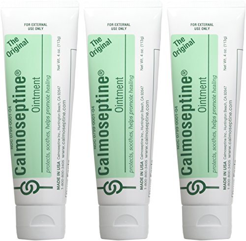Calmoseptine ointment tube label detailing ingredients and moisture barrier purpose